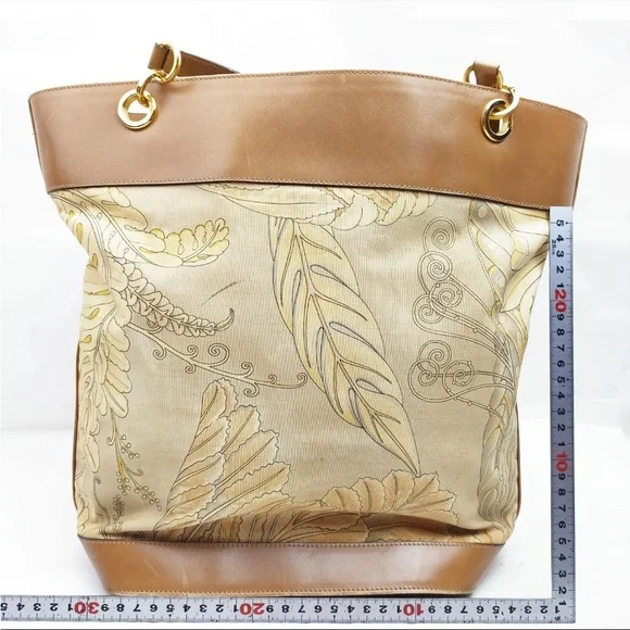 Salvatore Ferragamo Brown and Cream Floral Tote - Picture 3 of 17